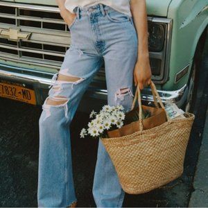 Zara WIDE LEG RIPPED JEANS